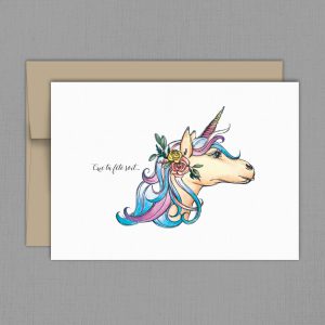 carte de souhaits licorne