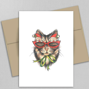 fêtes grenadines carte sans texte chat à lunettes