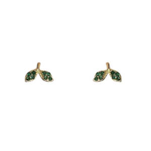 Lost and faune Boucles d'oreilles feuilles or et rosée verte