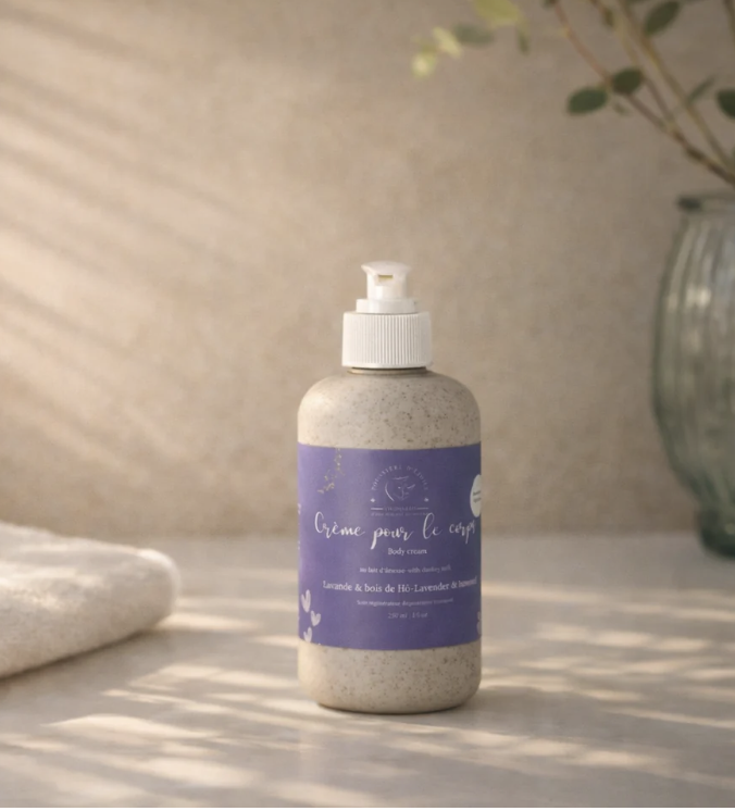 savonnerie poussière d'étoile crème pour le corps lavande et bois de ho