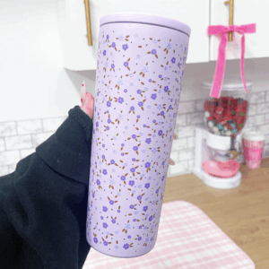 alarocque design Bouteille isotherme 24 oz | Mauve | Fleurs mélange de mauves