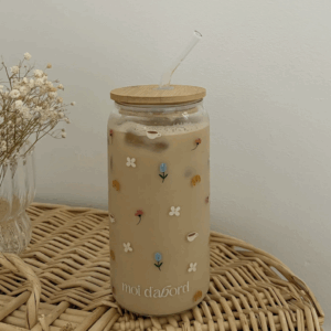 moi d'abord Tumbler en verre matin fleuri