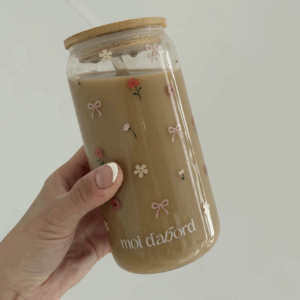 moi d'abord Tumbler en verre Fleurs & boucles