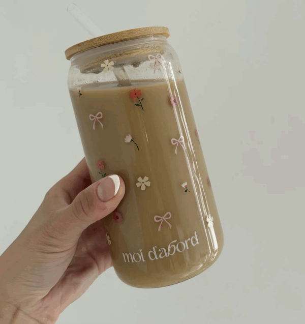moi d'abord Tumbler en verre Fleurs & boucles