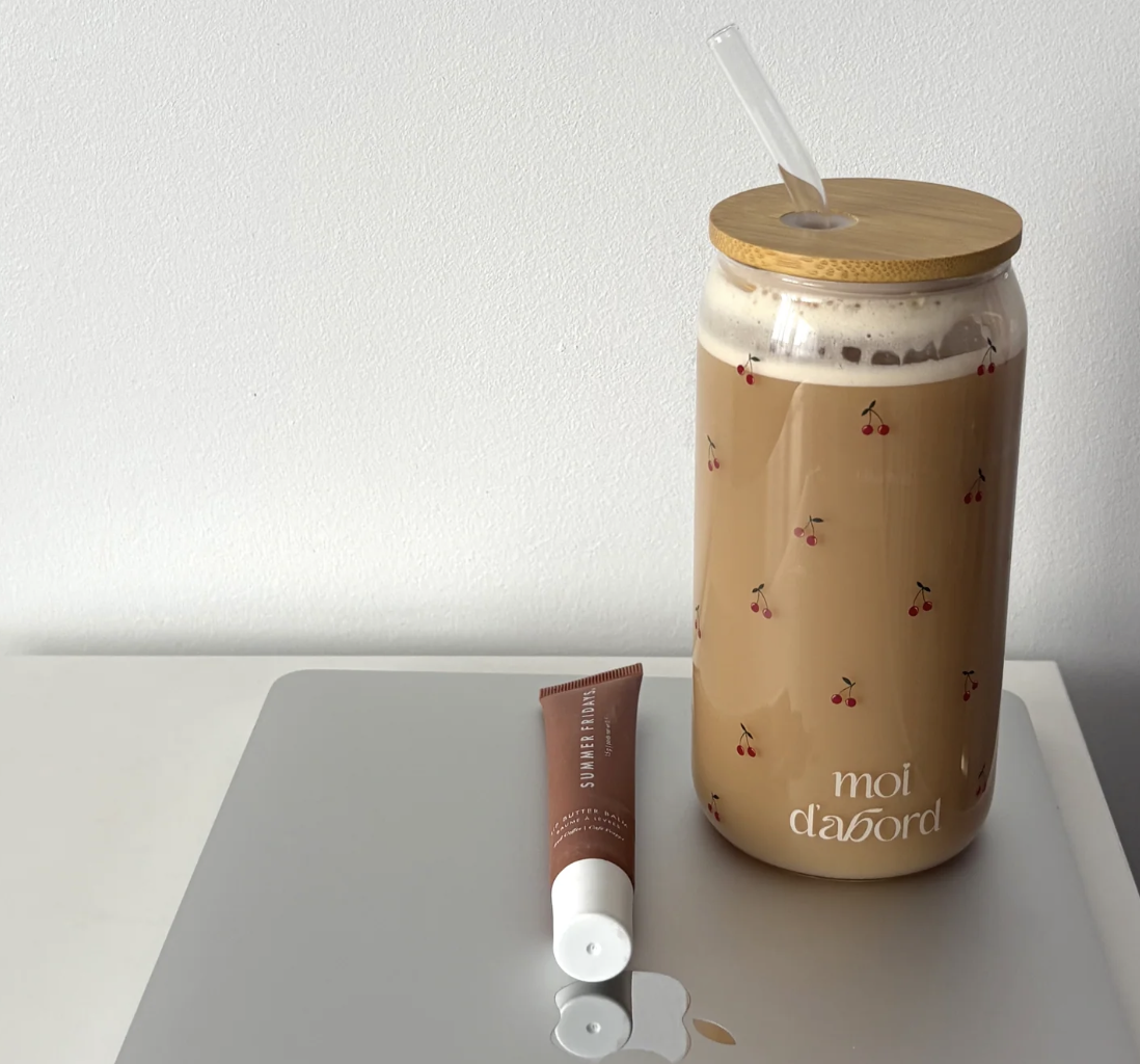 moi d'abord Tumbler en verre cerisette