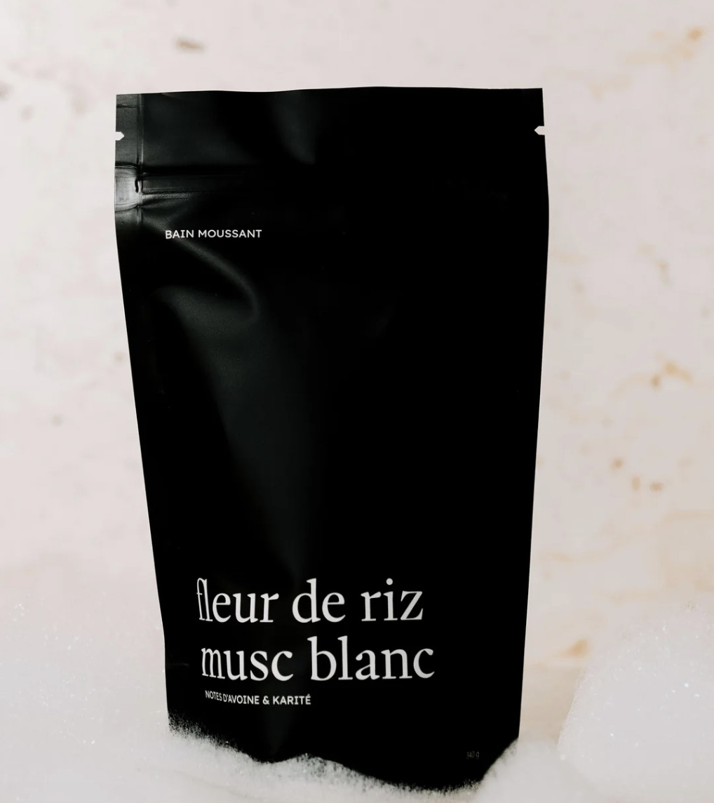bain moussant fleur de riz et musc blanc marée