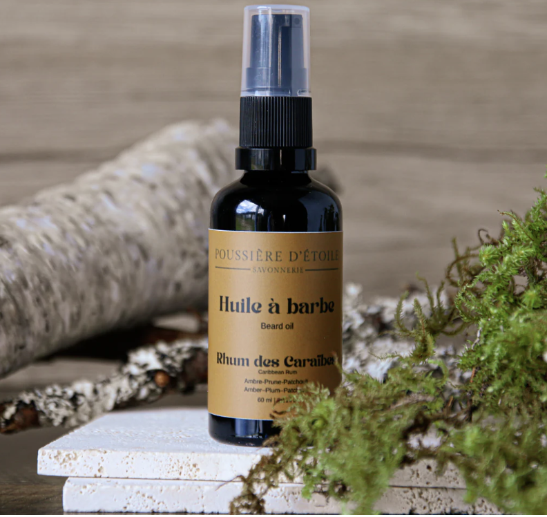 savonnerie poussière d'étoile huile à barbe rhum des Caraïbes