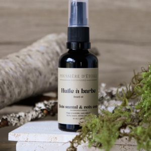 savonnerie poussière d'étoile huile à barbe bois de santal et coco